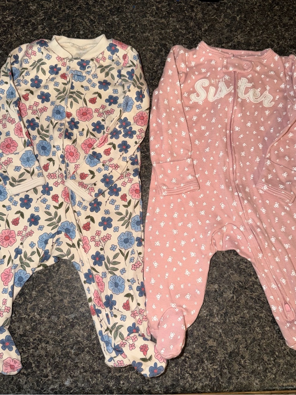 Carter's Pink Floral and Pink 'Sister' Baby Footies - Pack of 2